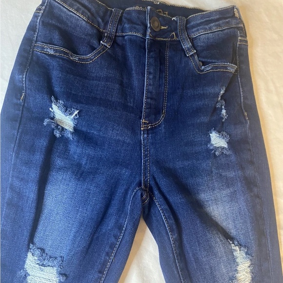Rue 21 Women’s Distressed Skinny Jeans Size 0 Dark Wash Ripped - Picture 4 of 15